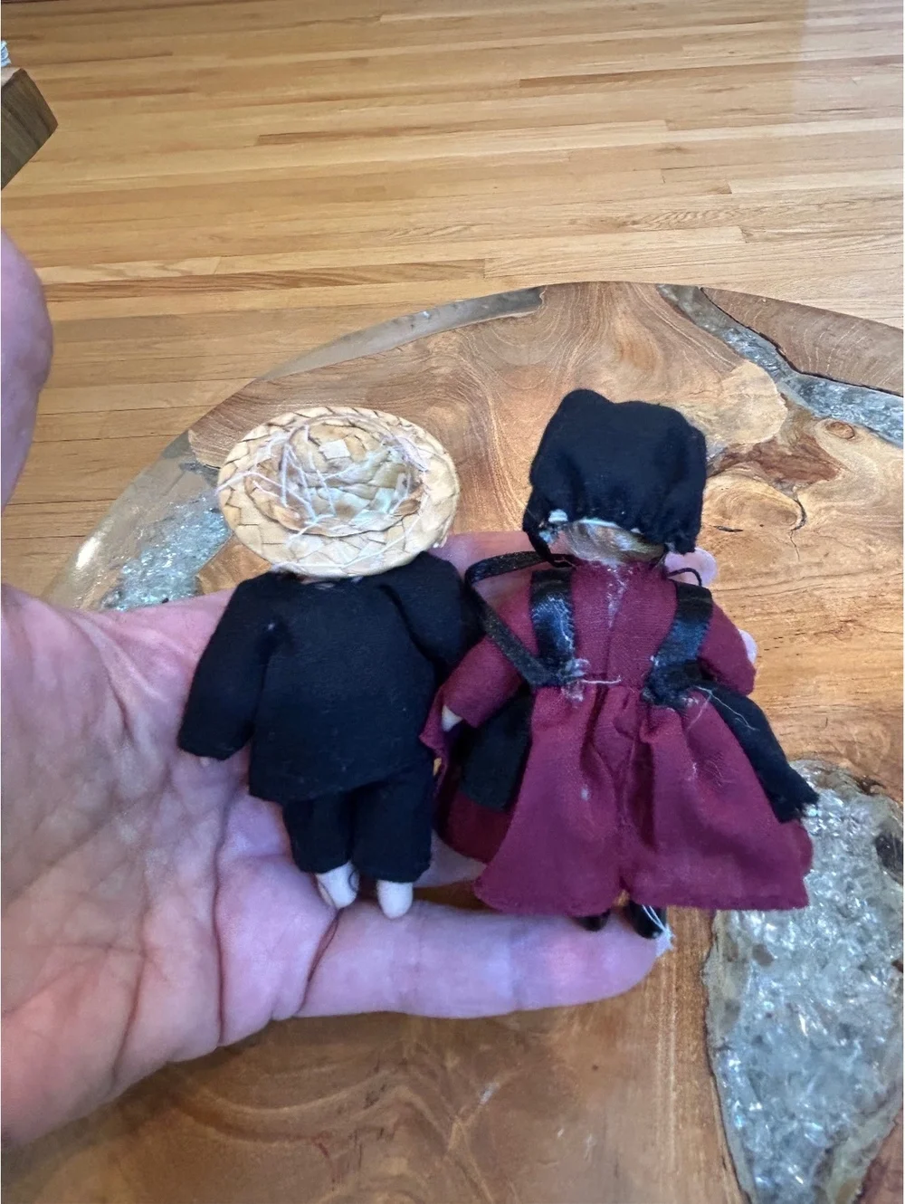 Vintage Amish Boy & Girl Porcelain Dolls Set